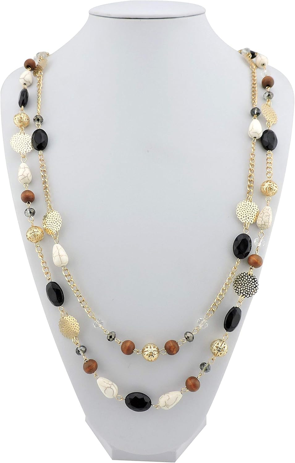 Long Necklaces for Women Trendy, Boho Layered Crystal Beaded Collar Necklaces for Women, Fashion Statement Necklaces Jewelry