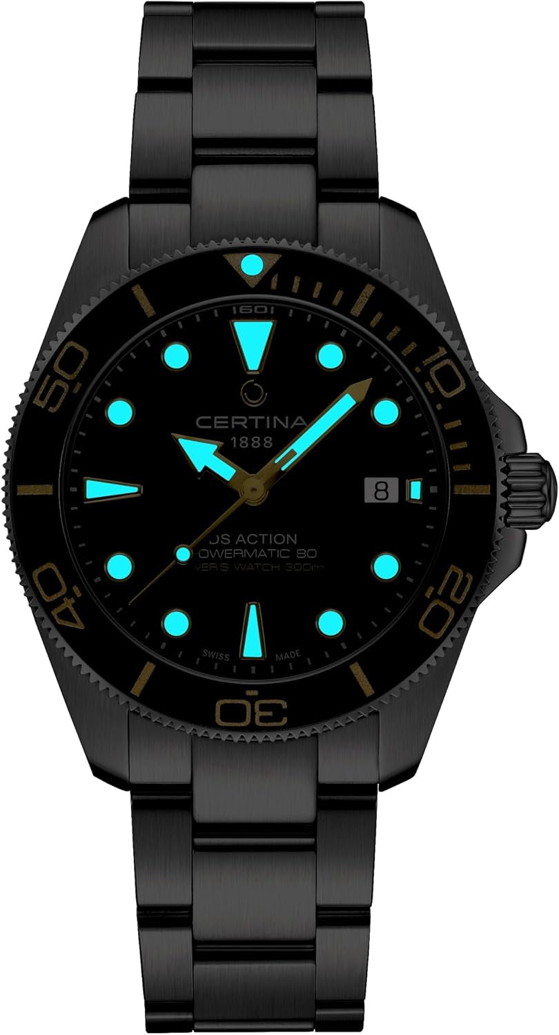 , Mens, DS Action Gent, 40.5, Mm, Steel, Automatic, Powermatic 80, Nivachron, Date, Watch, Black, Steel, C0484071105101