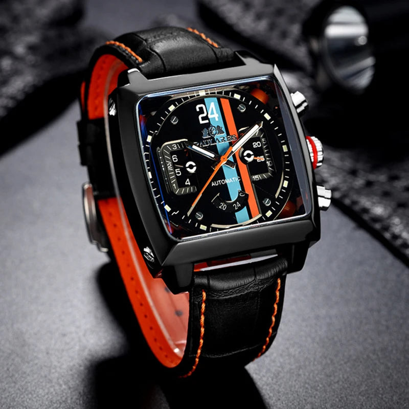 Luxury Men Automatic Self Wind Mechanical Watch for Men Rubber Strap Waterproof Luminous Date Fashion Mens Watches