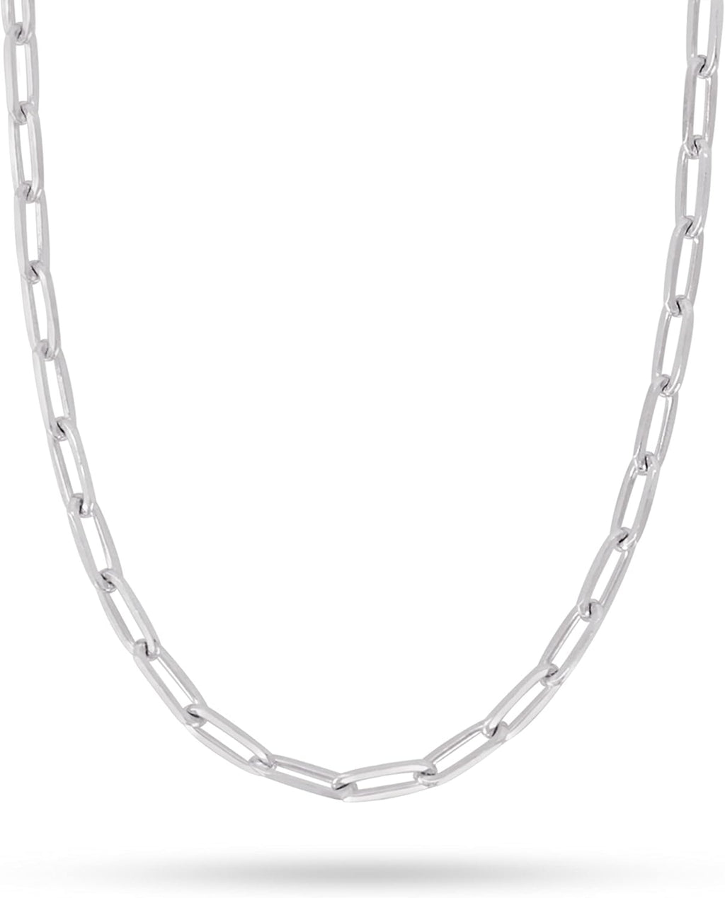 Pori Jewelry Sterling Silver Paperclip Chain Necklaces in 3Mm, 3.5Mm, 4Mm, and 6Mm Sizes, Available in Lengths 16"-36"