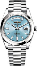 Day Date Solid Stainless Steel Style Automatic Watch 30 M Water Proof, Sapphire Glass, 316L Case, Luminous, Blue Dial.
