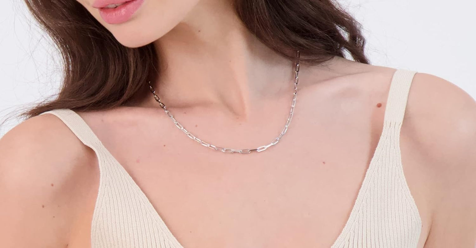 Pori Jewelry Sterling Silver Paperclip Chain Necklaces in 3Mm, 3.5Mm, 4Mm, and 6Mm Sizes, Available in Lengths 16"-36"