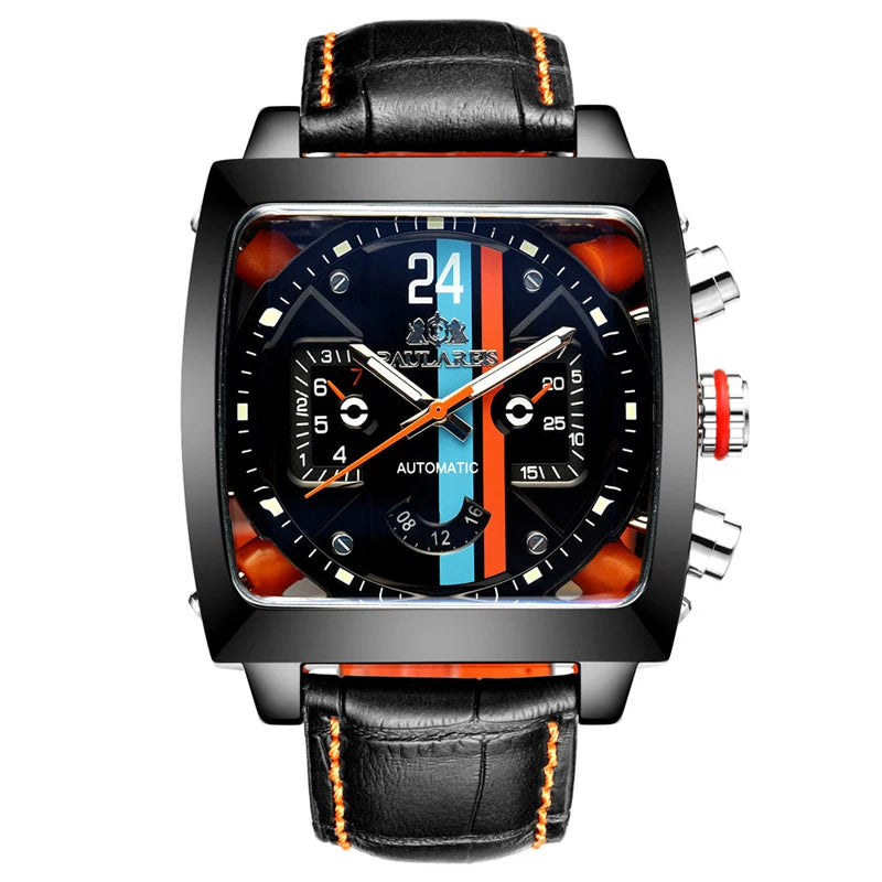 Luxury Men Automatic Self Wind Mechanical Watch for Men Rubber Strap Waterproof Luminous Date Fashion Mens Watches