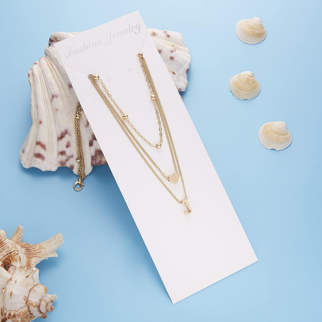 Dainty Gold Layered Initial Necklaces for Women, Simple Cute Heart Bead Letter Pendant Choker Necklace (Gold J)
