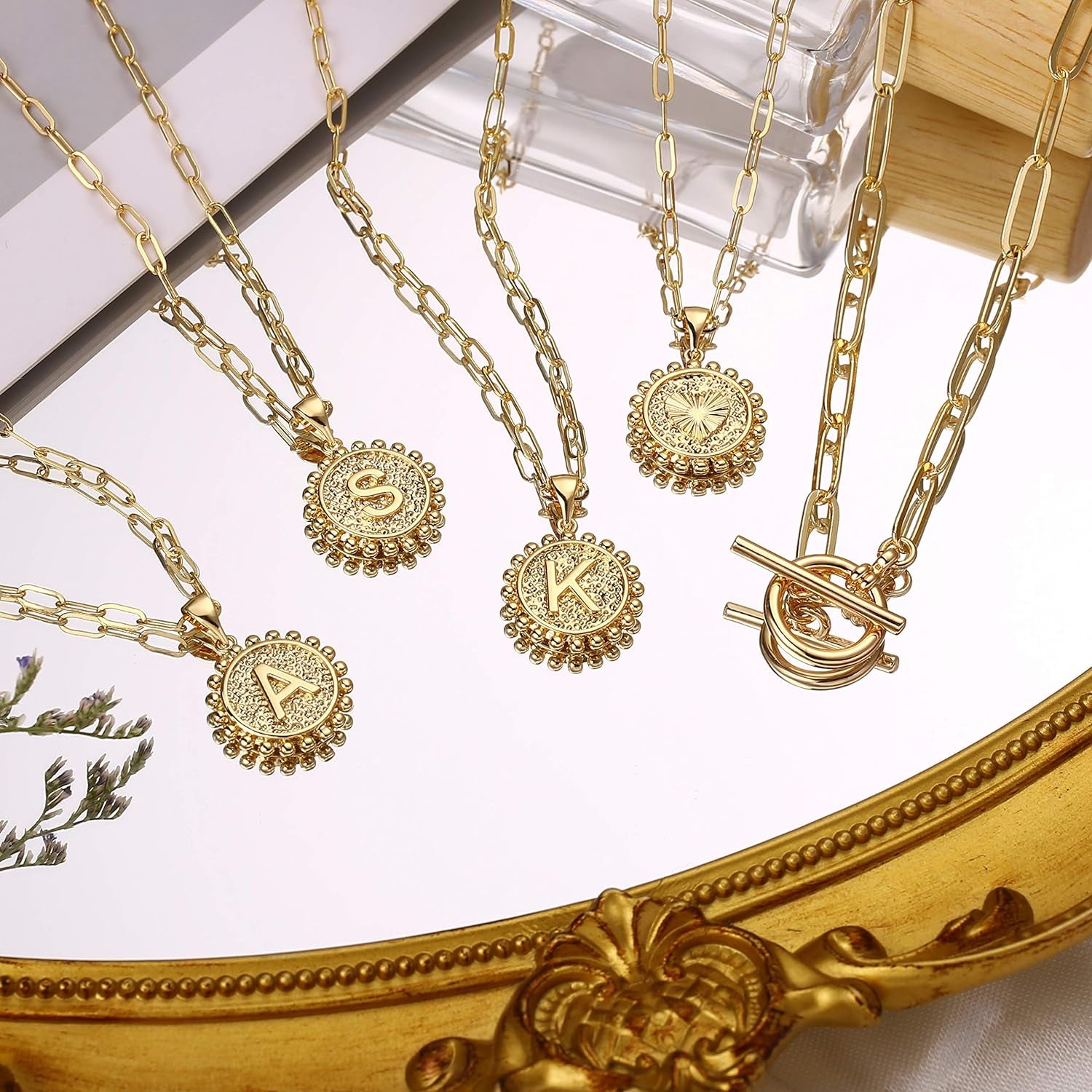 Gold Layered Necklace for Women - 14K Gold Plated Necklace Dainty Layered Necklace Set Initial Necklace Gold Necklace for Women Letter K Necklaces Gold Jewelry for Women