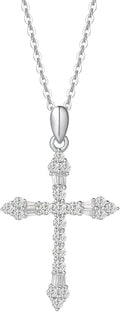 Cross Necklace for Women Sterling Silver Cubic Zirconia Twisted Cross Infinity Open Loop Pendant Gift for Women, 18" Extender