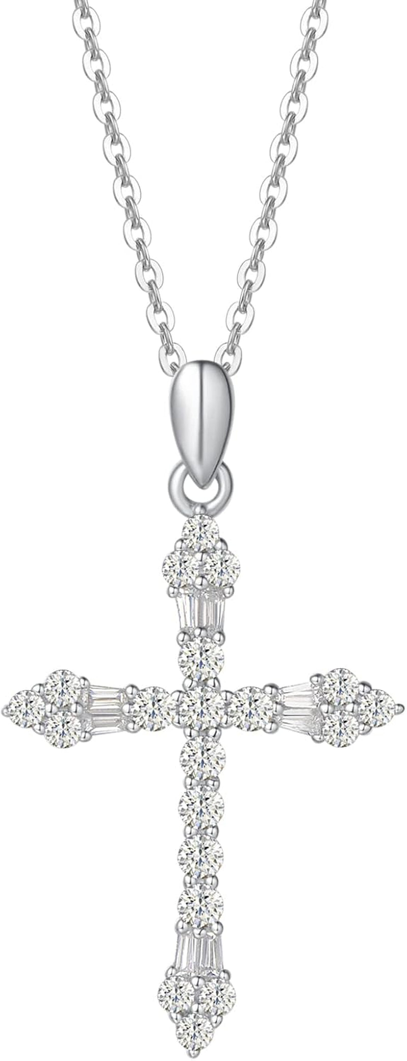 Cross Necklace for Women Sterling Silver Cubic Zirconia Twisted Cross Infinity Open Loop Pendant Gift for Women, 18" Extender