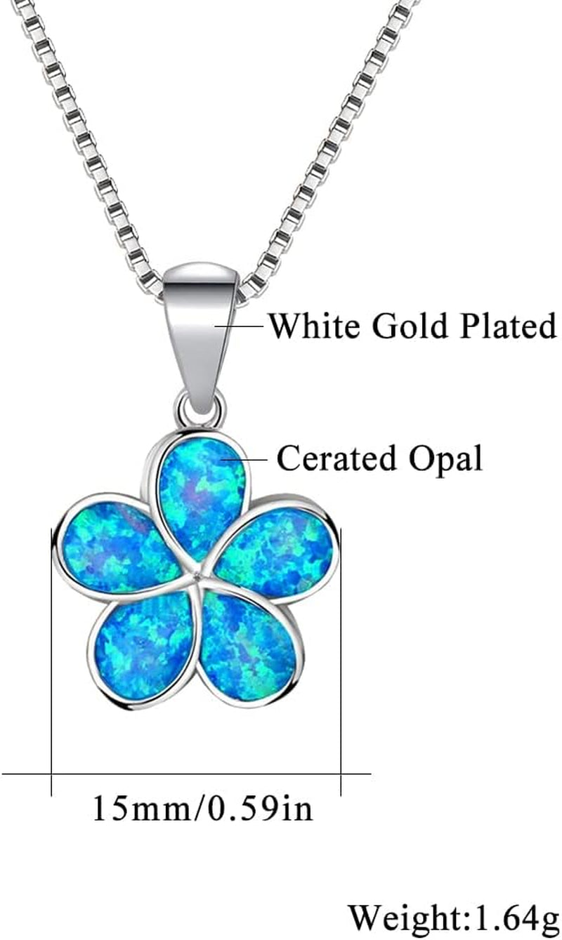 Opal Leaf/Flower Pendant Necklace for Women Silver Plated Jewelry Gift