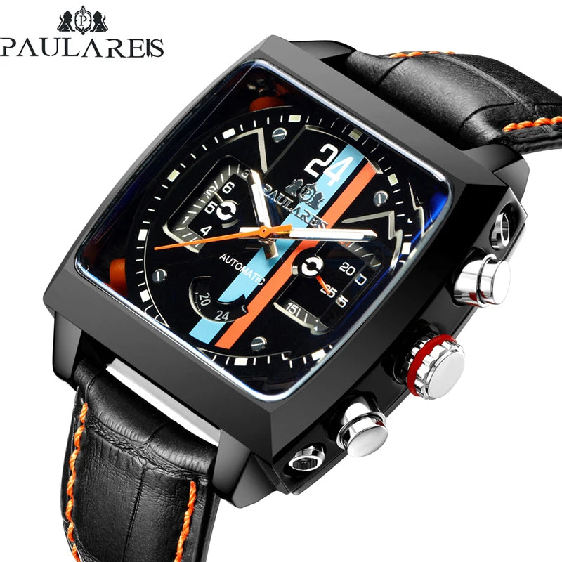 Luxury Men Automatic Self Wind Mechanical Watch for Men Rubber Strap Waterproof Luminous Date Fashion Mens Watches