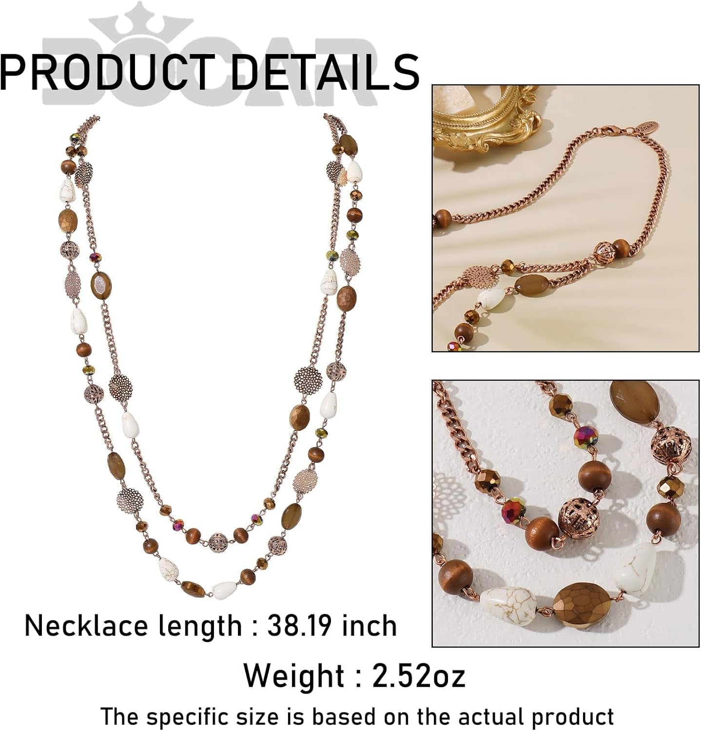 Long Necklaces for Women Trendy, Boho Layered Crystal Beaded Collar Necklaces for Women, Fashion Statement Necklaces Jewelry