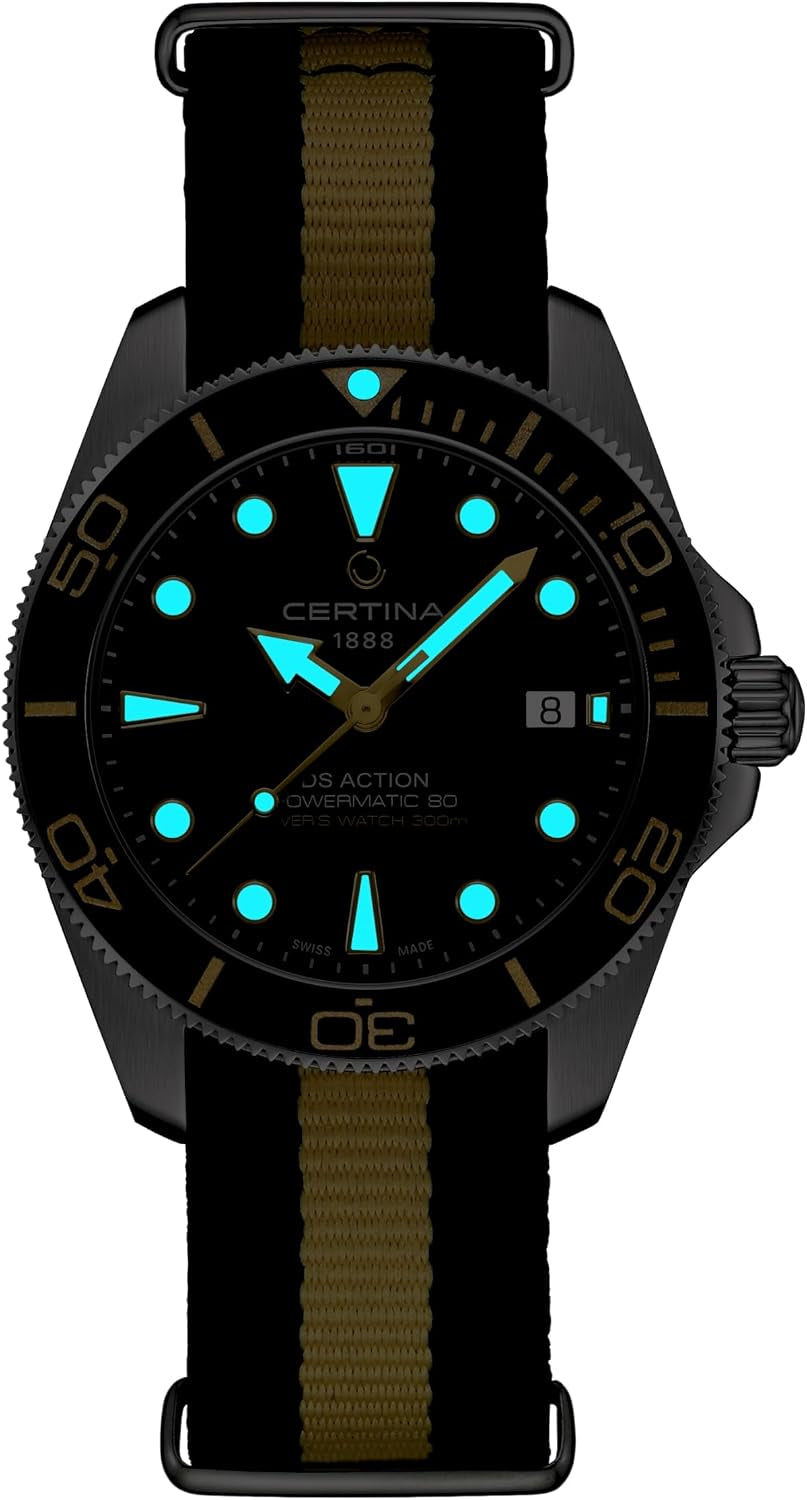 , Mens, DS Action Gent, 40.5, Mm, Synthetic, Automatic, Powermatic 80, Nivachron, Date, Watch, Black, Synthetic, C0484071805101
