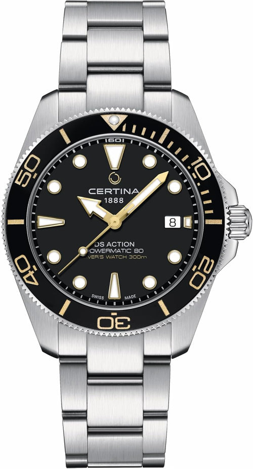 , Mens, DS Action Gent, 40.5, Mm, Steel, Automatic, Powermatic 80, Nivachron, Date, Watch, Black, Steel, C0484071105101