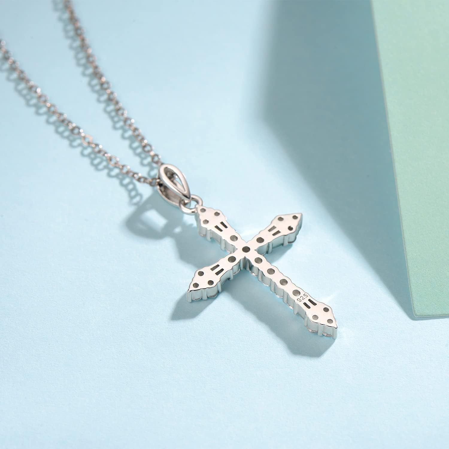 Cross Necklace for Women Sterling Silver Cubic Zirconia Twisted Cross Infinity Open Loop Pendant Gift for Women, 18" Extender