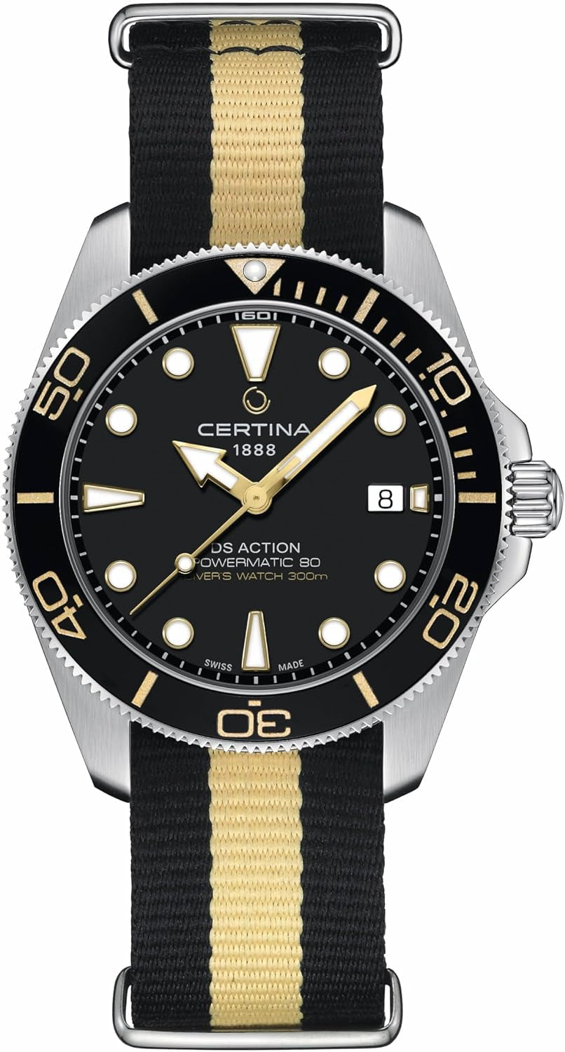 , Mens, DS Action Gent, 40.5, Mm, Synthetic, Automatic, Powermatic 80, Nivachron, Date, Watch, Black, Synthetic, C0484071805101