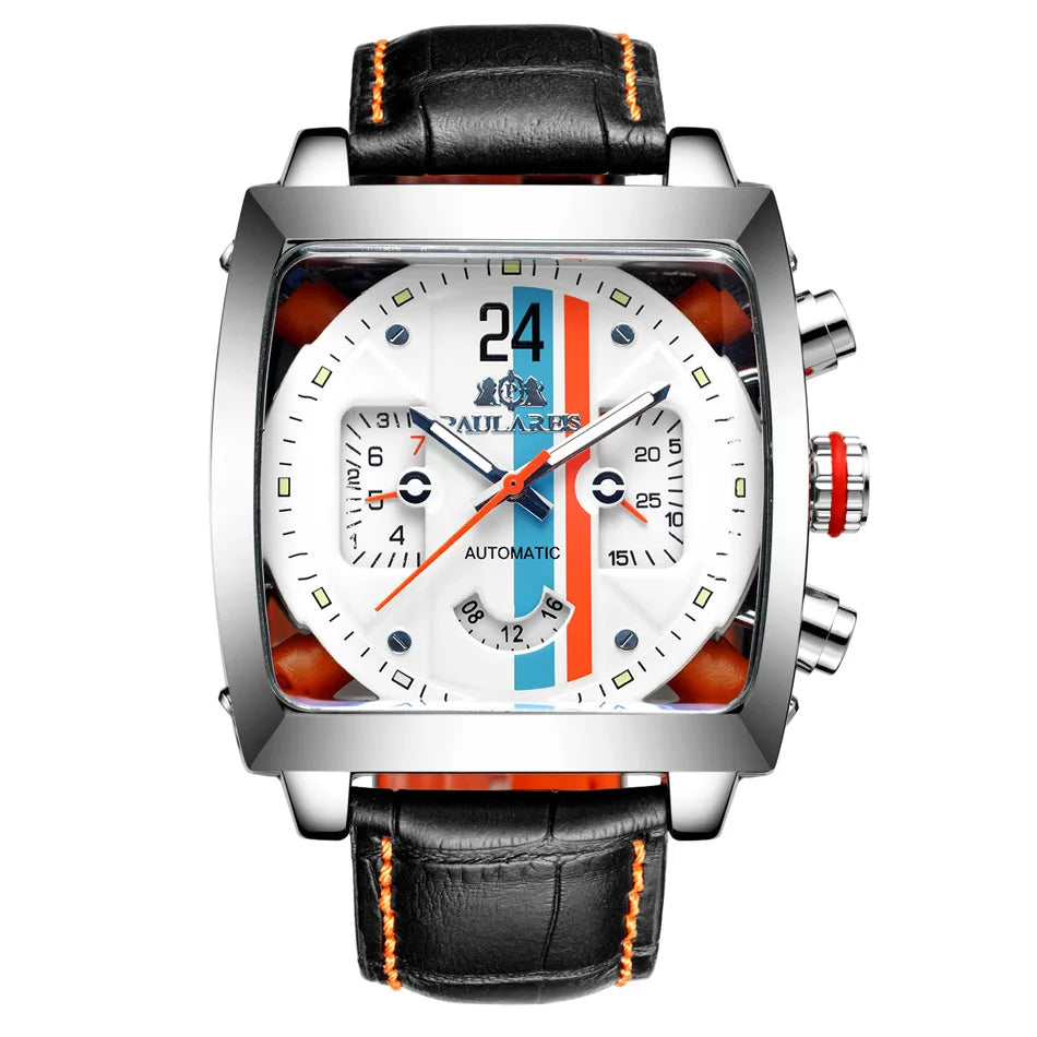 Luxury Men Automatic Self Wind Mechanical Watch for Men Rubber Strap Waterproof Luminous Date Fashion Mens Watches