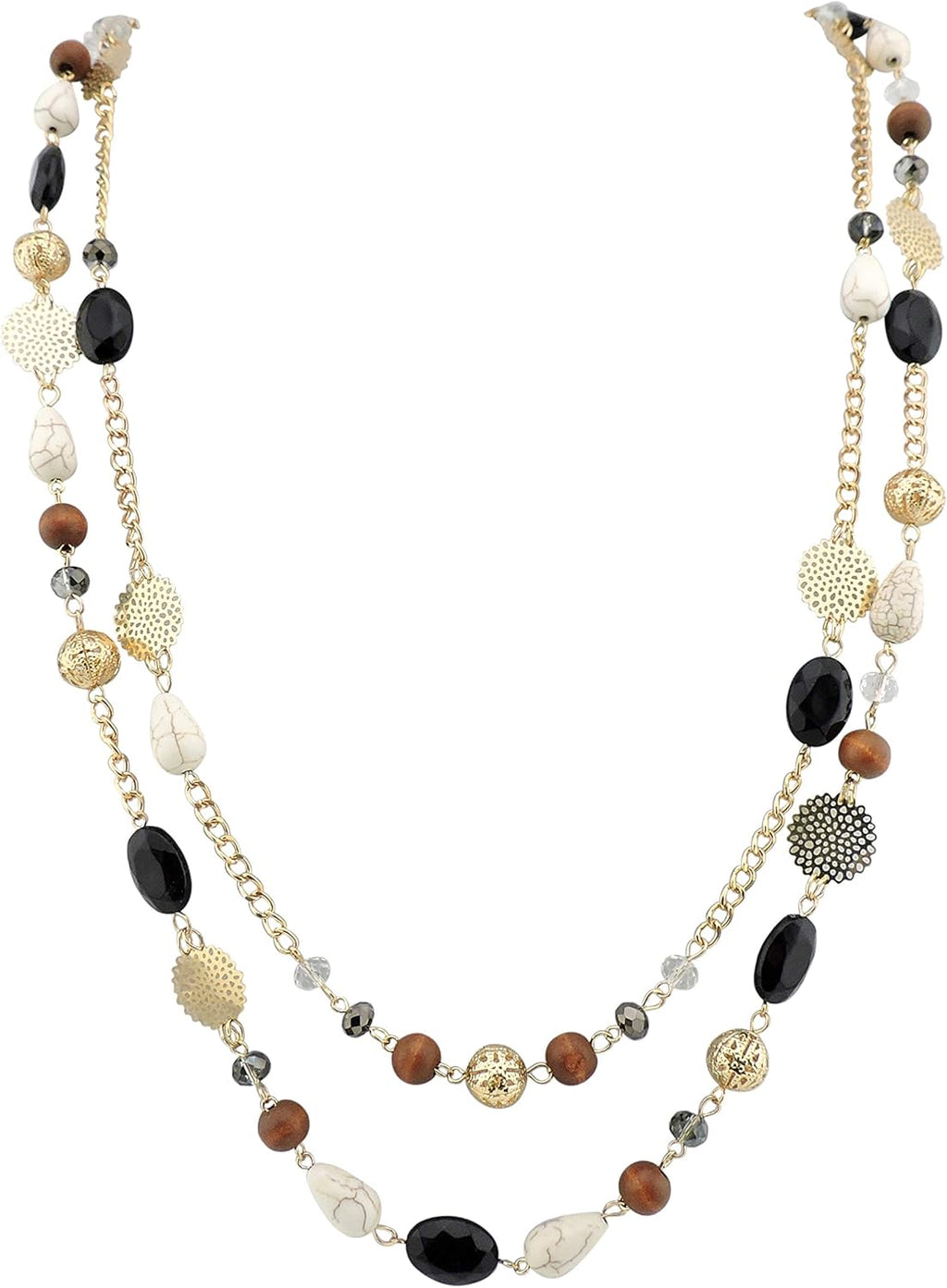Long Necklaces for Women Trendy, Boho Layered Crystal Beaded Collar Necklaces for Women, Fashion Statement Necklaces Jewelry