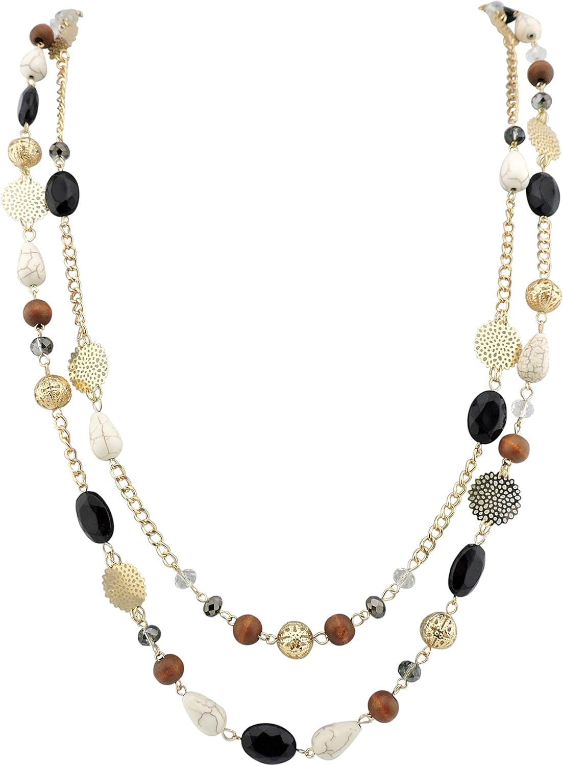 Long Necklaces for Women Trendy, Boho Layered Crystal Beaded Collar Necklaces for Women, Fashion Statement Necklaces Jewelry