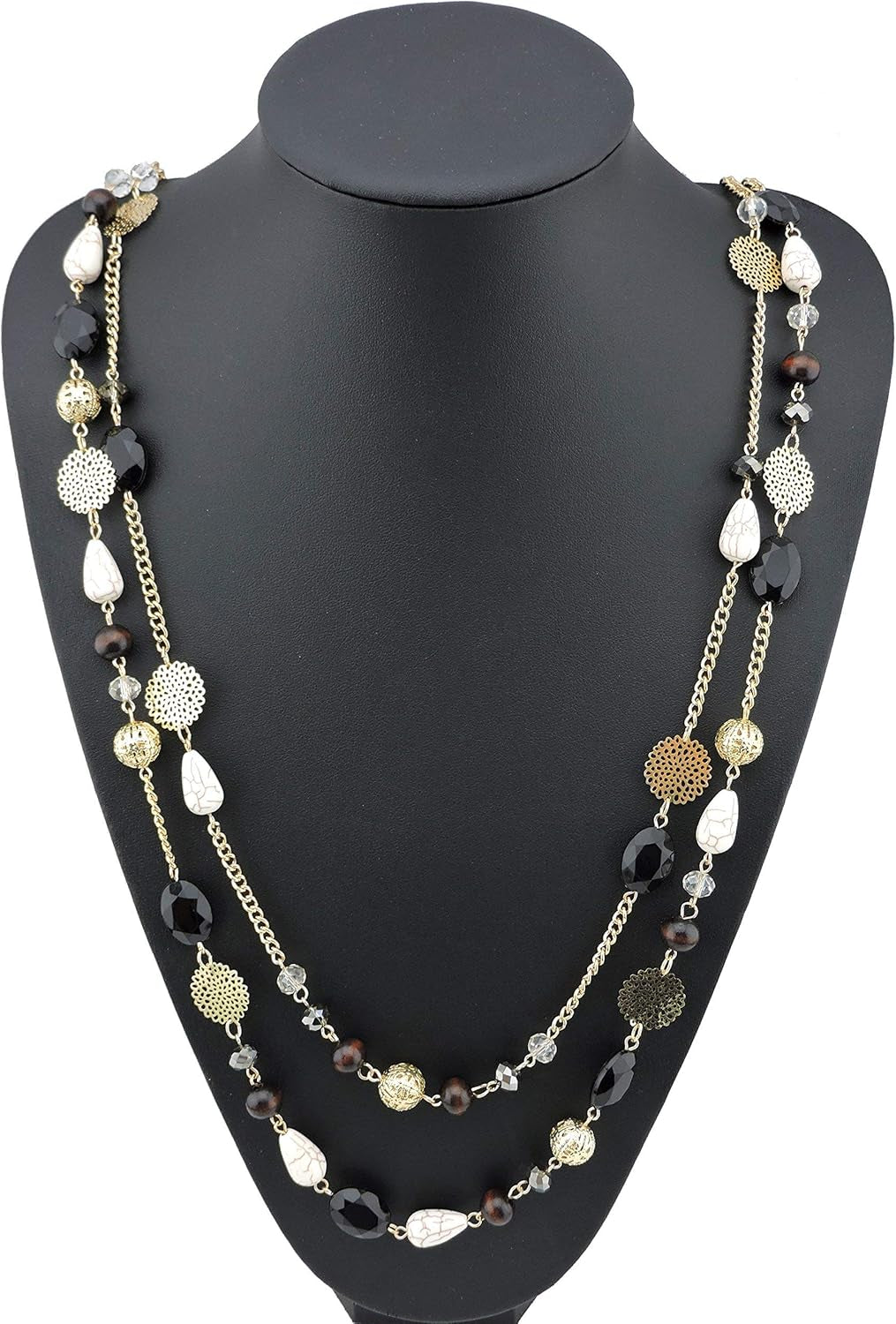 Long Necklaces for Women Trendy, Boho Layered Crystal Beaded Collar Necklaces for Women, Fashion Statement Necklaces Jewelry