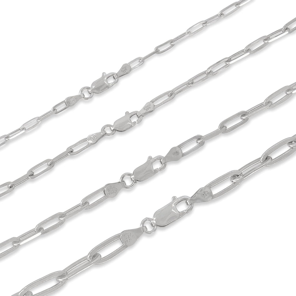Pori Jewelry Sterling Silver Paperclip Chain Necklaces in 3Mm, 3.5Mm, 4Mm, and 6Mm Sizes, Available in Lengths 16"-36"