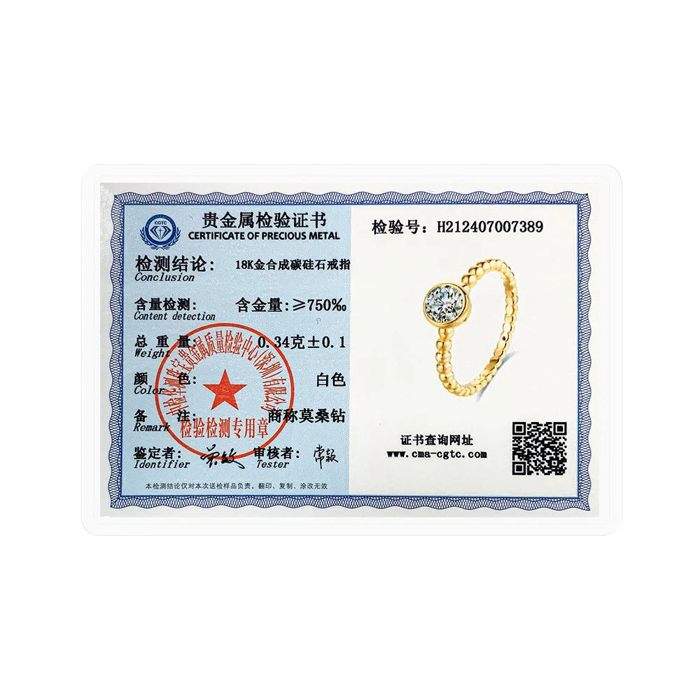 Trendy 18K Gold 0.5Ct Moissanite Ring/Stud Earrings/Round Necklace Pendant Daily Wear Wedding Party Jewelry Set for Women Bridal